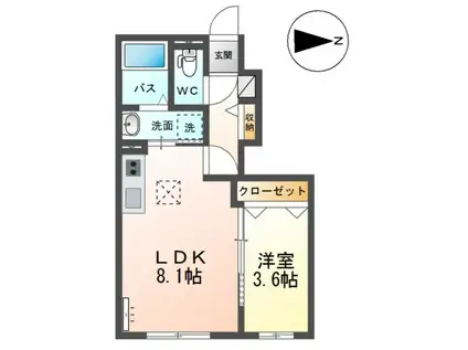 トリコロールIII(1LDK/1階)の間取り写真