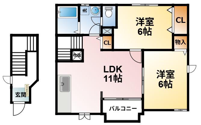 クリオM-A(2LDK/2階)の間取り写真