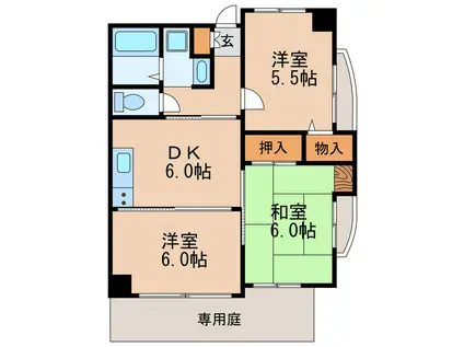 ベルドミール葵21(3DK/1階)の間取り写真