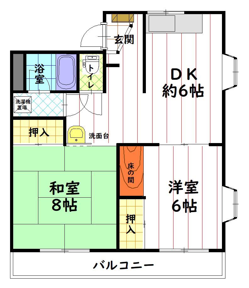 コーポHARU(2DK/2階)の間取り写真