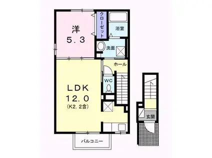 アルドーレI(1LDK/2階)の間取り写真