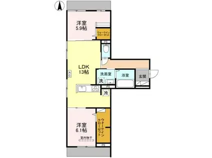 サザンフォート(2LDK/1階)の間取り写真