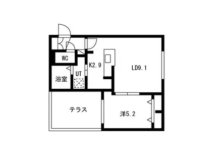 LIEN南郷13(1LDK/1階)の間取り写真