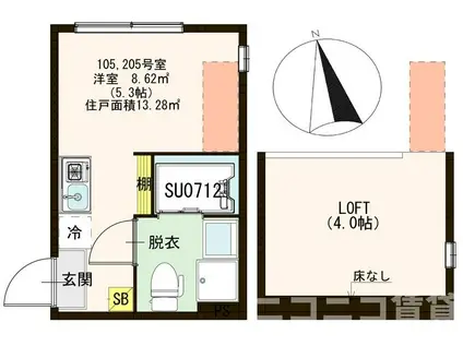 ハーモニーテラス東金町V(ワンルーム/1階)の間取り写真