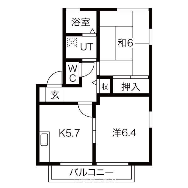 コンフォール石坂 B(2DK/1階)の間取り写真