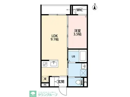 BEARWOOD LAKES市川大野(1LDK/1階)の間取り写真