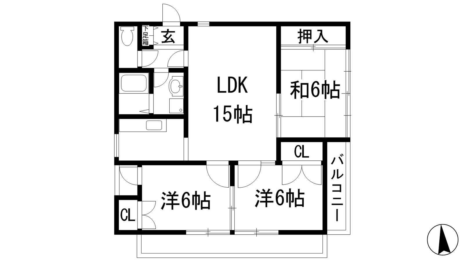 グランドール石橋(3LDK/1階)の間取り写真