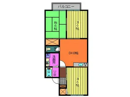 ピースライフパレス A棟(3DK/2階)の間取り写真