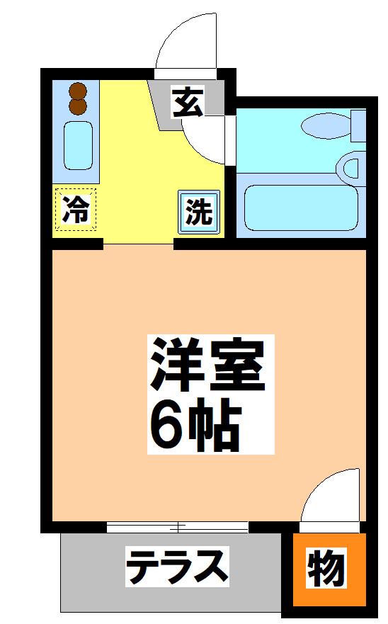 タートルヒル(1K/1階)の間取り写真