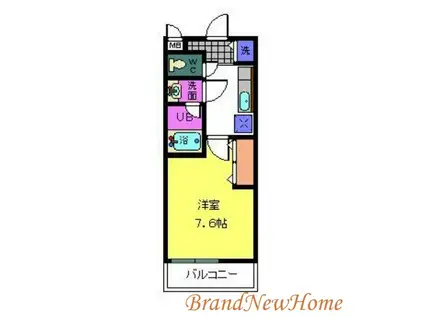 ルナ・コート上野芝(1K/2階)の間取り写真