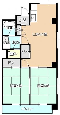 山口ビル(2LDK/2階)の間取り写真
