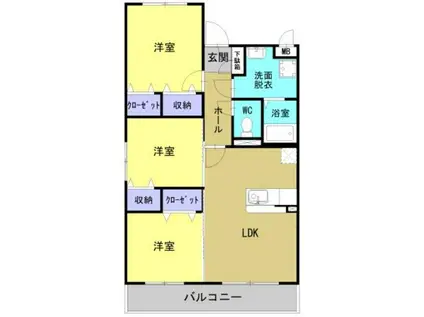 RSRレジデンス中津(3LDK/5階)の間取り写真