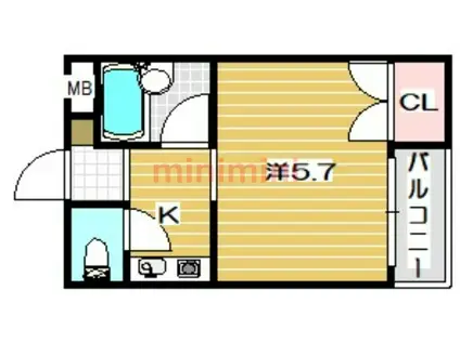 ハイツ富田(1K/1階)の間取り写真