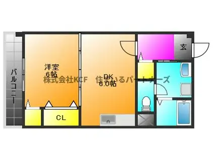 栗木第8ビル(1DK/2階)の間取り写真