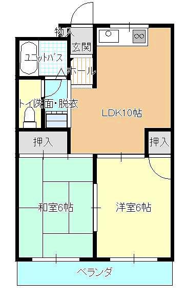 コーシンハイツ(2LDK/1階)の間取り写真
