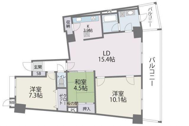 アイランドシティインフィニガーデン イースト棟(3LDK/2階)の間取り写真