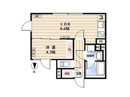 TKS中野新橋(1LDK/4階)の間取り写真