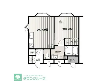 メゾンさかえ(1LDK/1階)の間取り写真