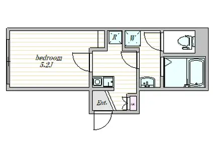 ザ・クラスアーバンス早稲田南(1K/2階)の間取り写真