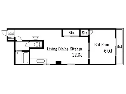 ユニックス橘(1LDK/3階)の間取り写真