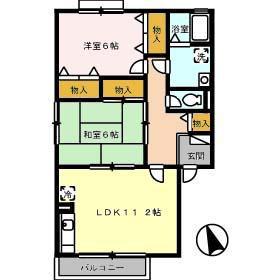 フレマリール香西(2LDK/1階)の間取り写真