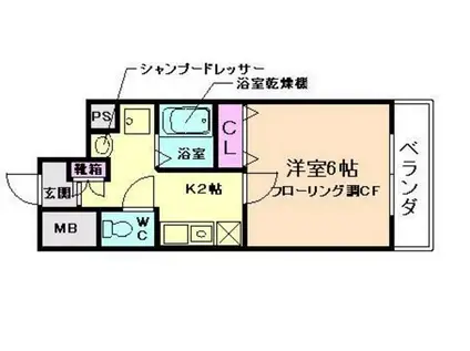 ロイヤルクィーンズパーク蛍池(1K/10階)の間取り写真