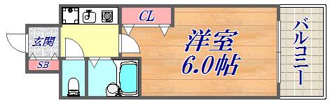 エスリード三宮フラワーロード(1K/12階)の間取り写真