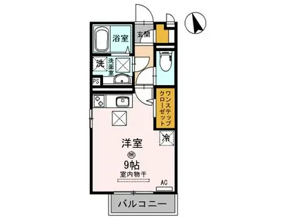 クレール出島(ワンルーム/1階)の間取り写真