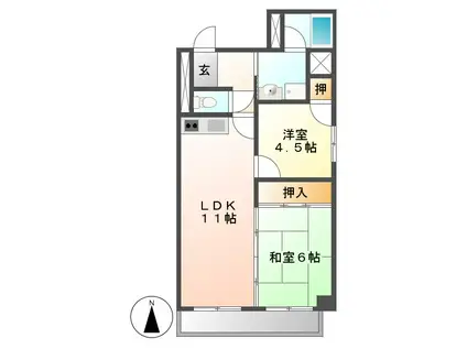 リエス千代田(2LDK/3階)の間取り写真
