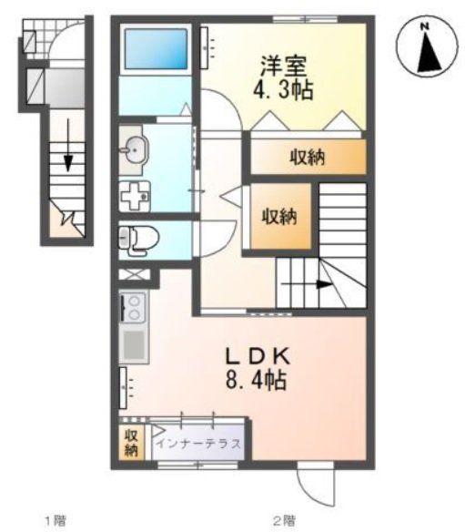 SHANGRI-LA(1LDK/2階)の間取り写真
