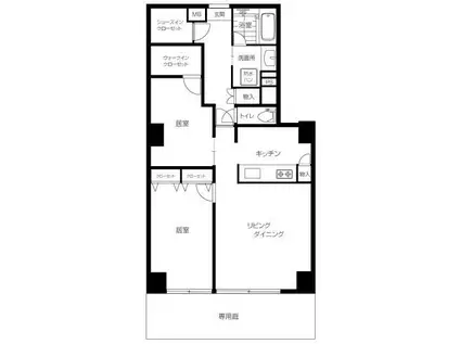 マンション広尾台(2LDK/1階)の間取り写真