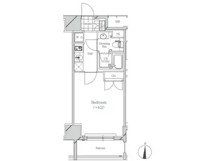 フトゥールス南麻布(1K/10階)の間取り写真