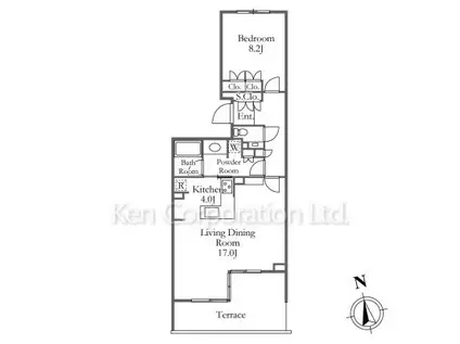 ＪＲ横須賀線 鎌倉駅 バス乗車時間：11分 最寄りバス停で下車 徒歩3分 8階建 築16年(1LDK/1階)の間取り写真