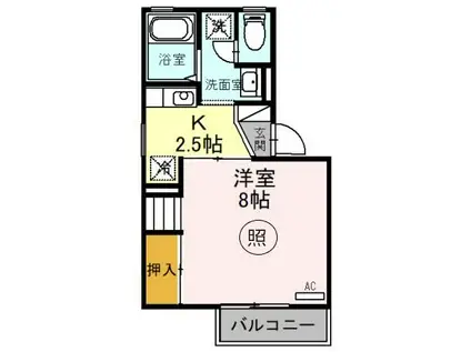 ロイヤルファミールB(1K/1階)の間取り写真