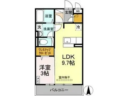 セジュール南大通B(1LDK/2階)の間取り写真