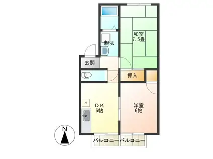 メゾン・ジュネスI(2DK/1階)の間取り写真