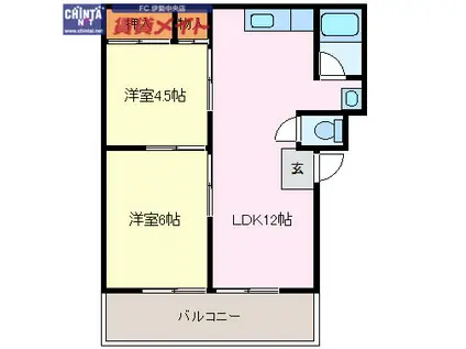富士ハイツ(2LDK/2階)の間取り写真