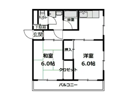 笹木コーポ(2K/3階)の間取り写真