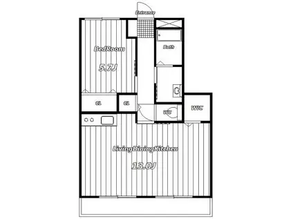 レジデンスデュオ(1LDK/1階)の間取り写真