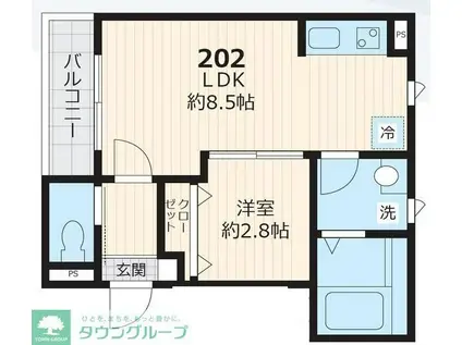  フィカーサG洗足(1LDK/2階)の間取り写真