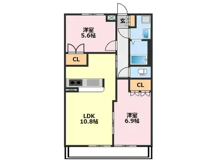 グレイスヴィラ(2LDK/1階)の間取り写真