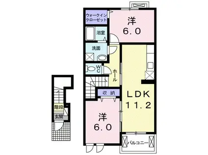 プランドールI(2LDK/2階)の間取り写真