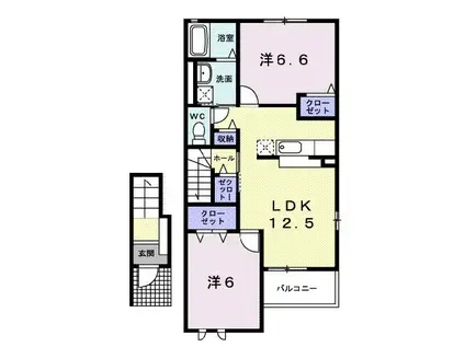 アスカA(2LDK/2階)の間取り写真