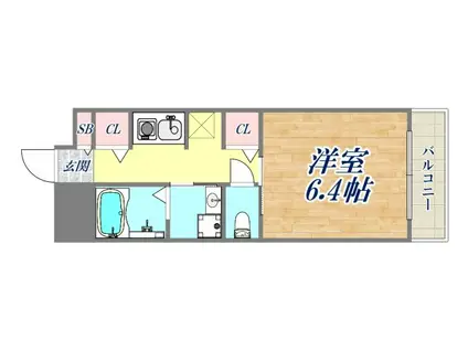 ロジュマンヴェールA棟(1K/5階)の間取り写真