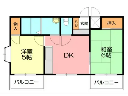 相湘11栄町ビル(2DK/4階)の間取り写真