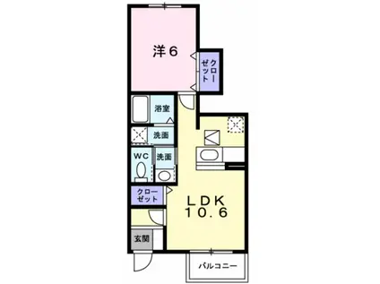 メゾンオルタンシアII(1LDK/1階)の間取り写真