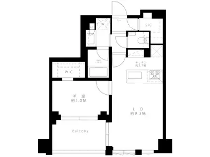 グランリビオ恵比寿(1LDK/3階)の間取り写真