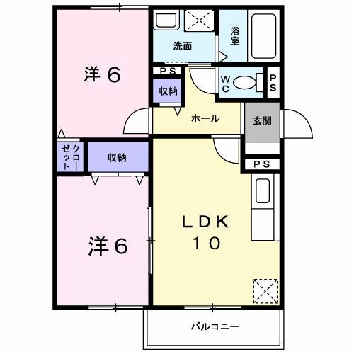 LIZE緑ヶ丘(2LDK/2階)の間取り写真