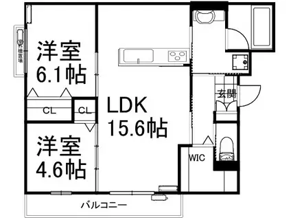 D-ROOM伊加賀北町計画(2LDK/2階)の間取り写真