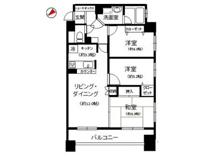 エスト・グランディール横濱関内(3LDK/2階)の間取り写真
